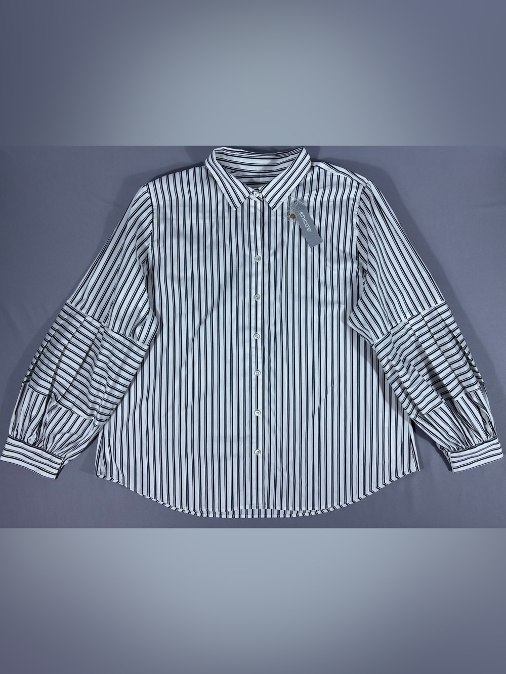 Chico’s Striped Billow Sleeve Poplin Button Down XXL 4 NWT